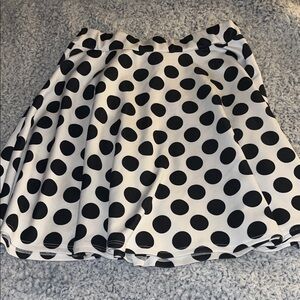 Chic Black and White Polka Dot Skater Skirt